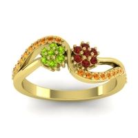 Garnet Fashion Ring In 18k Yellow Gold With Peridot And Citrine – Prabadara Simple Ring