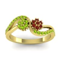 Garnet Fashion Ring In 18k Yellow Gold With Peridot – Prabadara Simple Ring