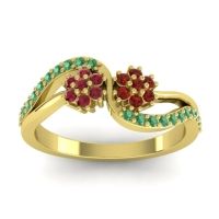 Garnet Fashion Ring In 14k Yellow Gold With Ruby And Emerald – Prabadara Simple Ring