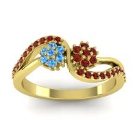 Garnet Fashion Ring In 18k Yellow Gold With Swiss Blue Topaz – Prabadara Simple Ring