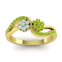 Peridot Fashion Ring In 18k Yellow Gold With Aquamarine – Prabadara Simple Ring