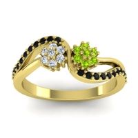 Peridot Fashion Ring In 18k Yellow Gold With Diamond And Black Onyx – Prabadara Simple Ring
