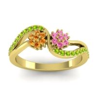 Pink Tourmaline Fashion Ring In 18k Yellow Gold With Citrine And Peridot – Prabadara Simple Ring