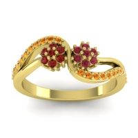 Ruby Fashion Ring In 18k Yellow Gold With Garnet And Citrine – Prabadara Simple Ring