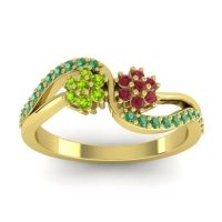 Ruby Fashion Ring In 14k Yellow Gold With Peridot And Emerald – Prabadara Simple Ring