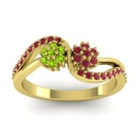 Ruby Fashion Ring In 18k Yellow Gold With Peridot – Prabadara Simple Ring