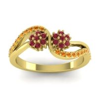 Ruby Fashion Ring In 18k Yellow Gold With Citrine – Prabadara Simple Ring