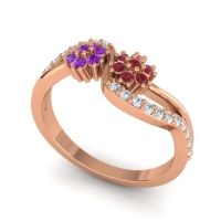 Simple Floral Pave Prabadara Ring
