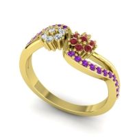 Simple Floral Pave Prabadara Ring