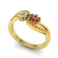 Simple Floral Pave Prabadara Ring