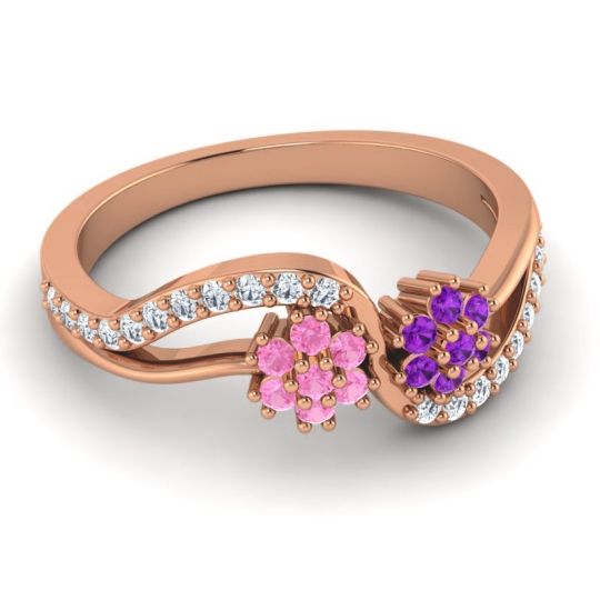 Simple Floral Pave Prabadara Ring