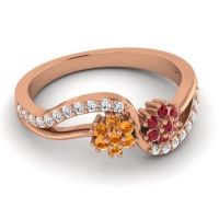 Simple Floral Pave Prabadara Ring