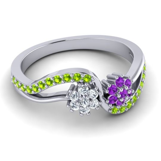 Simple Floral Pave Prabadara Ring