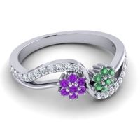 Simple Floral Pave Prabadara Ring