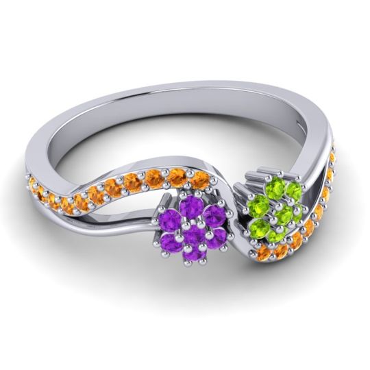 Simple Floral Pave Prabadara Ring