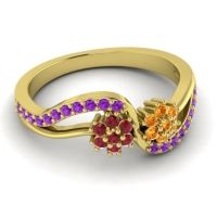 Simple Floral Pave Prabadara Ring