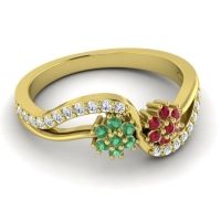 Simple Floral Pave Prabadara Ring