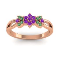Amethyst Fashion Ring In 18K Rose Gold With Emerald – Ghanta Dainty Ring