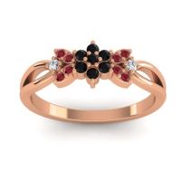 Black Onyx Fashion Ring In 14K Rose Gold With Ruby And Lab Diamond – Ghanta Dainty Ring