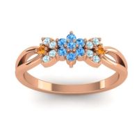 Swiss Blue Topaz Fashion Ring In 18K Rose Gold With Aquamarine And Citrine – Ghanta Dainty Ring