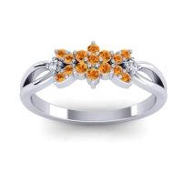 Citrine Fashion Ring In 14k White Gold With Diamond – Ghanta Dainty Ring