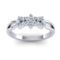 Lab Diamond Fashion Ring In 14k White Gold With Aquamarine – Ghanta Dainty Ring