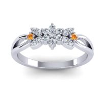 Lab Diamond Fashion Ring In 14k White Gold With Citrine – Ghanta Dainty Ring