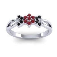Ruby Fashion Ring In 14k White Gold With Black Onyx And Diamond – Ghanta Dainty Ring