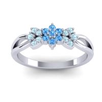 Swiss Blue Topaz Fashion Ring In 14k White Gold With Aquamarine – Ghanta Dainty Ring