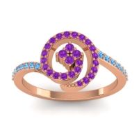 Amethyst Fashion Ring In 18K Rose Gold With Swiss Blue Topaz – Valaya Simple Ring