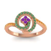 Amethyst Fashion Ring In 14K Rose Gold With Emerald And Citrine – Valaya Simple Ring