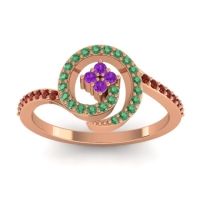 Amethyst Fashion Ring In 14K Rose Gold With Emerald And Garnet – Valaya Simple Ring