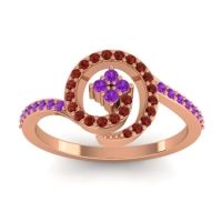 Amethyst Fashion Ring In 18K Rose Gold With Garnet – Valaya Simple Ring