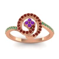 Amethyst Fashion Ring In 18K Rose Gold With Garnet And Emerald – Valaya Simple Ring