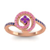 Amethyst Fashion Ring In 14K Rose Gold With Pink Tourmaline And Blue Sapphire – Valaya Simple Ring