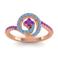 Amethyst Fashion Ring In 18K Rose Gold With Swiss Blue Topaz – Valaya Simple Ring