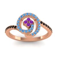 Amethyst Fashion Ring In 18K Rose Gold With Swiss Blue Topaz And Black Onyx – Valaya Simple Ring