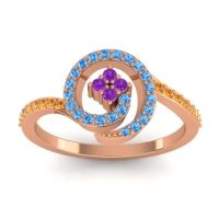 Amethyst Fashion Ring In 18K Rose Gold With Swiss Blue Topaz And Citrine – Valaya Simple Ring