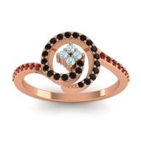 Aquamarine Fashion Ring In 18K Rose Gold With Black Onyx And Garnet – Valaya Simple Ring
