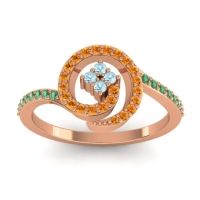 Aquamarine Fashion Ring In 14K Rose Gold With Citrine And Emerald – Valaya Simple Ring