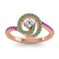 Aquamarine Fashion Ring In 14K Rose Gold With Emerald And Amethyst – Valaya Simple Ring
