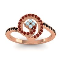 Aquamarine Fashion Ring In 18K Rose Gold With Garnet And Black Onyx – Valaya Simple Ring