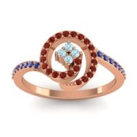 Aquamarine Fashion Ring In 14K Rose Gold With Garnet And Blue Sapphire – Valaya Simple Ring