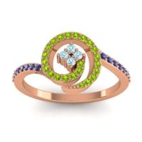 Aquamarine Fashion Ring In 14K Rose Gold With Peridot And Blue Sapphire – Valaya Simple Ring