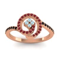 Aquamarine Fashion Ring In 18K Rose Gold With Ruby And Black Onyx – Valaya Simple Ring