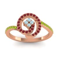 Aquamarine Fashion Ring In 14K Rose Gold With Ruby And Peridot – Valaya Simple Ring