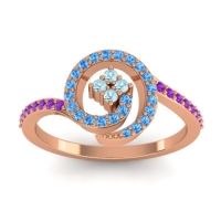 Aquamarine Fashion Ring In 18K Rose Gold With Swiss Blue Topaz And Amethyst – Valaya Simple Ring
