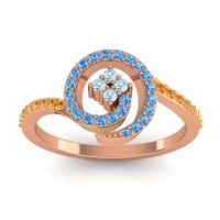 Aquamarine Fashion Ring In 18K Rose Gold With Swiss Blue Topaz And Citrine – Valaya Simple Ring