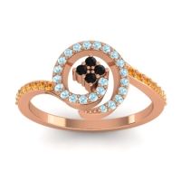 Black Onyx Fashion Ring In 18K Rose Gold With Aquamarine And Citrine – Valaya Simple Ring