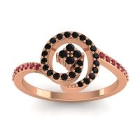 Black Onyx Fashion Ring In 18K Rose Gold With Ruby – Valaya Simple Ring